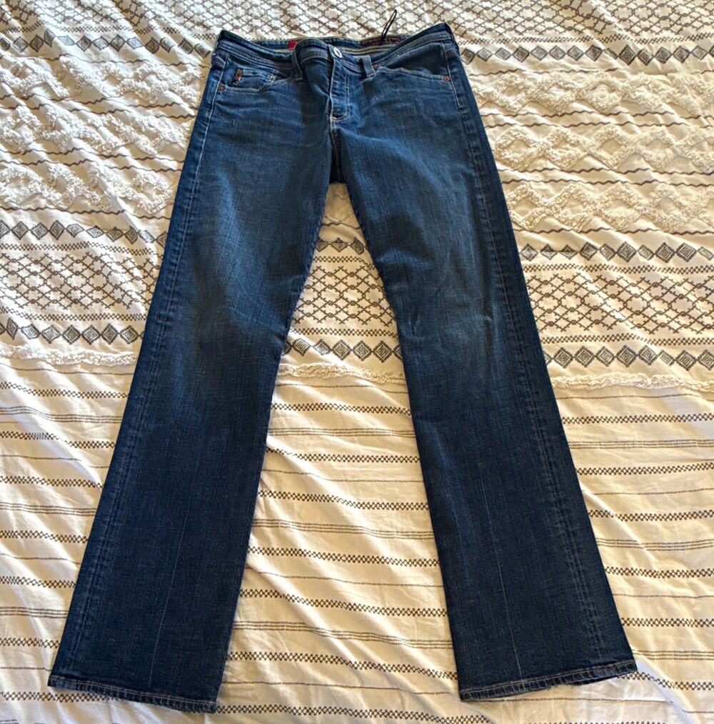 AG Adriano Goldschmied The Rider Women's Blue Denim Straight Jeans 30 Regular